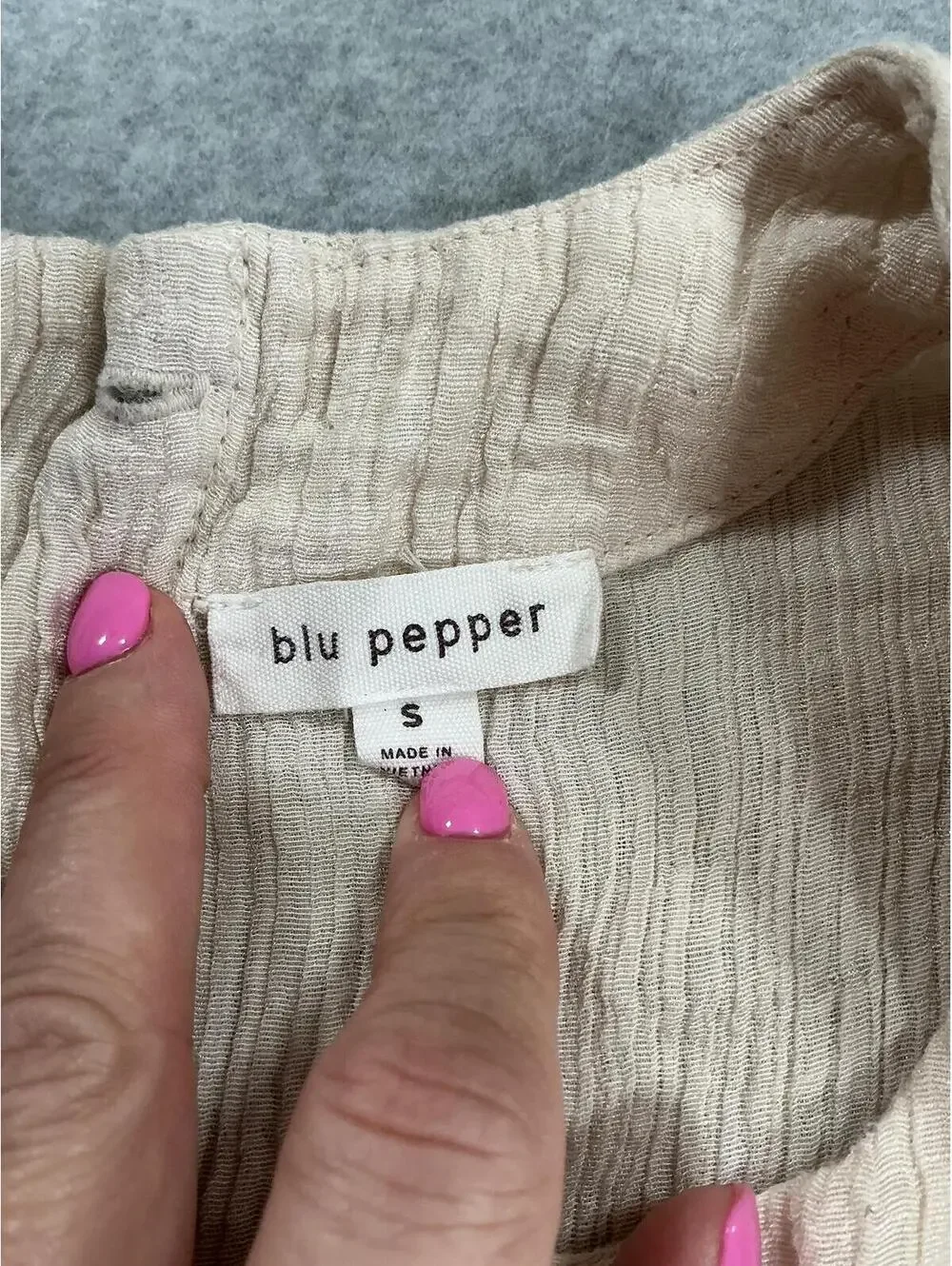 Blu Pepper Gauze Sleeveless Tank Top Small Neutral Boho Cottagecore - Picture 3 of 7